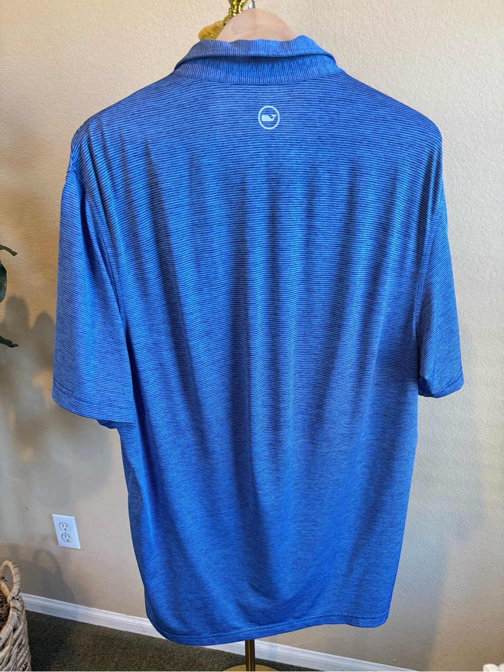 Vineyard Vines Performance Polo Mens Large Blue/White Striped Short Sleeve Golf - Picture 6 of 12